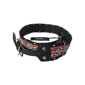 Diesel Le Zipper Right On Strap Women's Accessories Belt Black & Red 43" Long